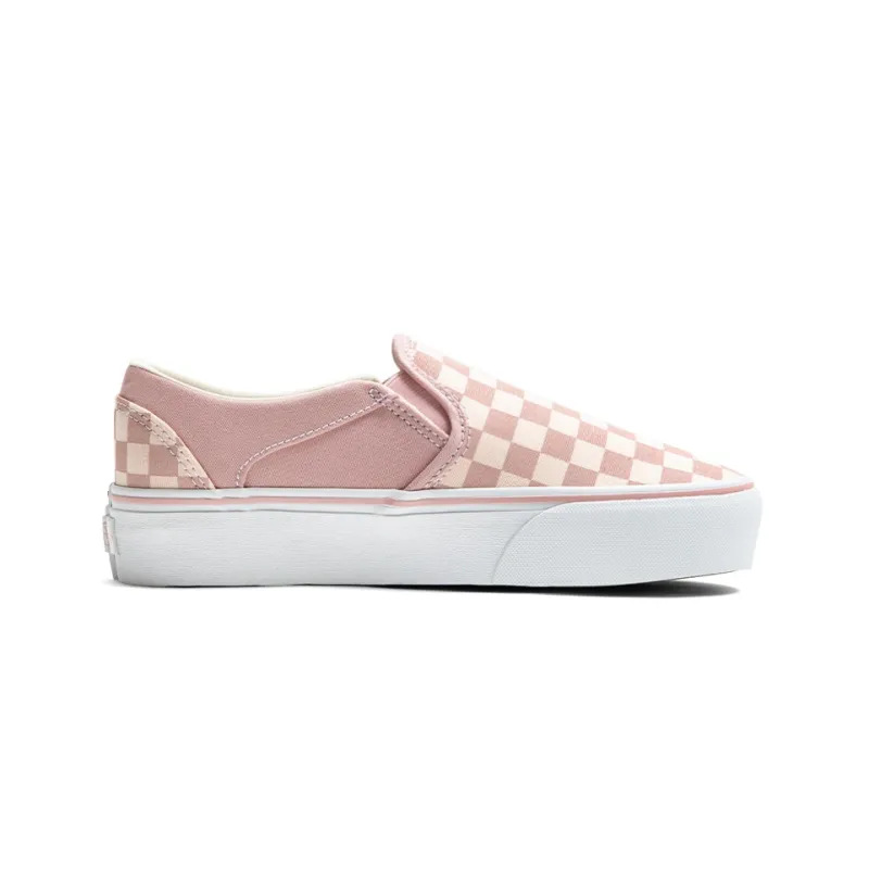 Vans Asher Platform Active Durable Breathable Low-Top Skateboard Shoes Women's Pink White Carpet Set-1