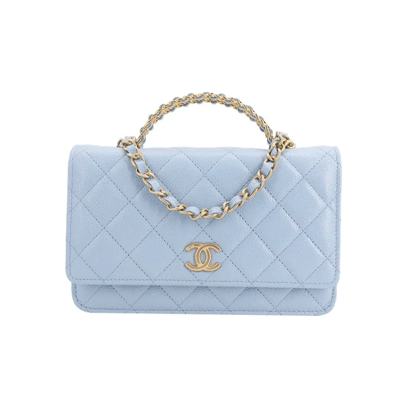 CHANEL Calfskin Coin Purse Handbag Women's Blue-0