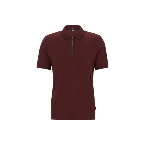 HUGO BOSS Polo Shirts Men Dark Red