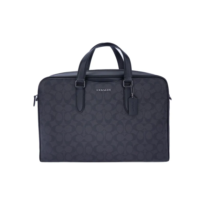 COACH Graham Calfskin Portable One Shoulder Crossbody Briefcases Large Size Men's Black-0