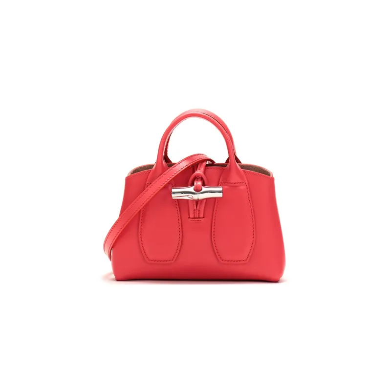 LONGCHAMP Le Pliage Cow Leather Handbag, Crossbody Bag, Shoulder Bag Regular Women's Bright Pink-0
