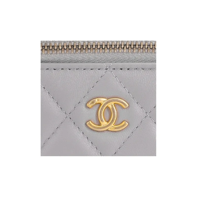 CHANEL Sheepskin Box Bag, Makeup Bag, Crossbody Bag, Shoulder Bag Mini Women's Gray-4