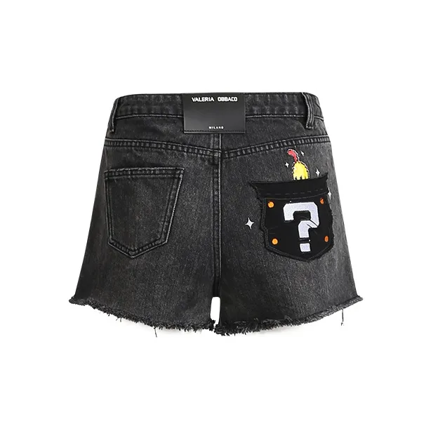 Valeria Obbaco Denim Shorts Women's Black-1