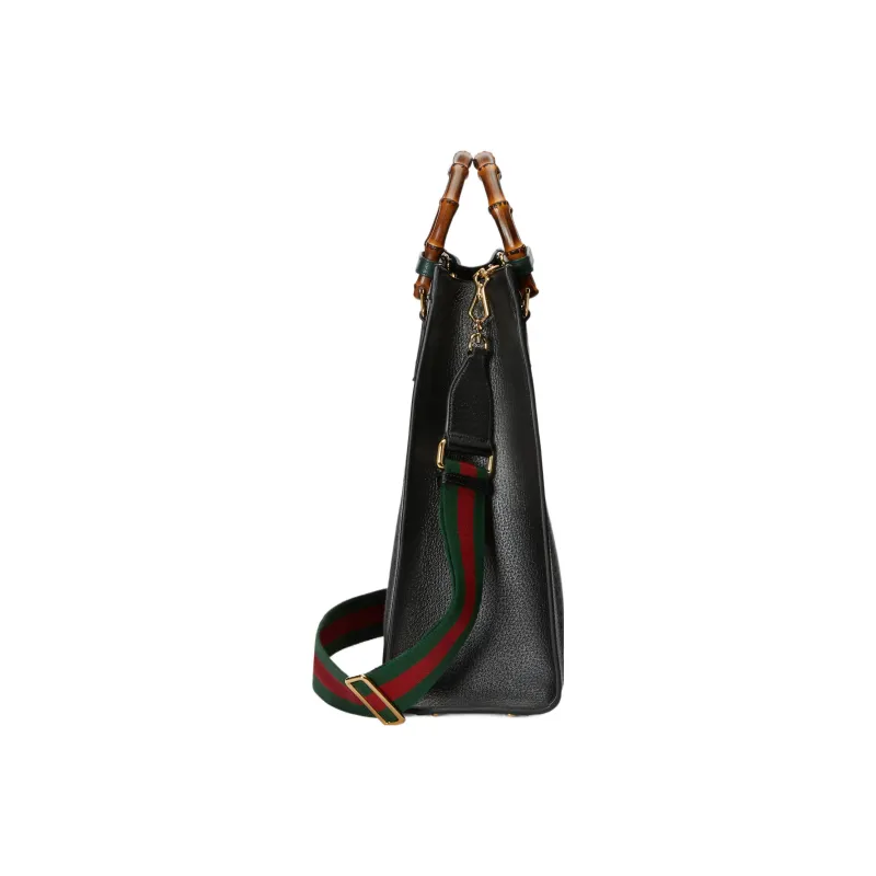 GUCCI Diana Canvas With Leather Tote Bag Shopping Bag Shoulder Bag Crossbody Bag Handbag Large Size Men's Black-4