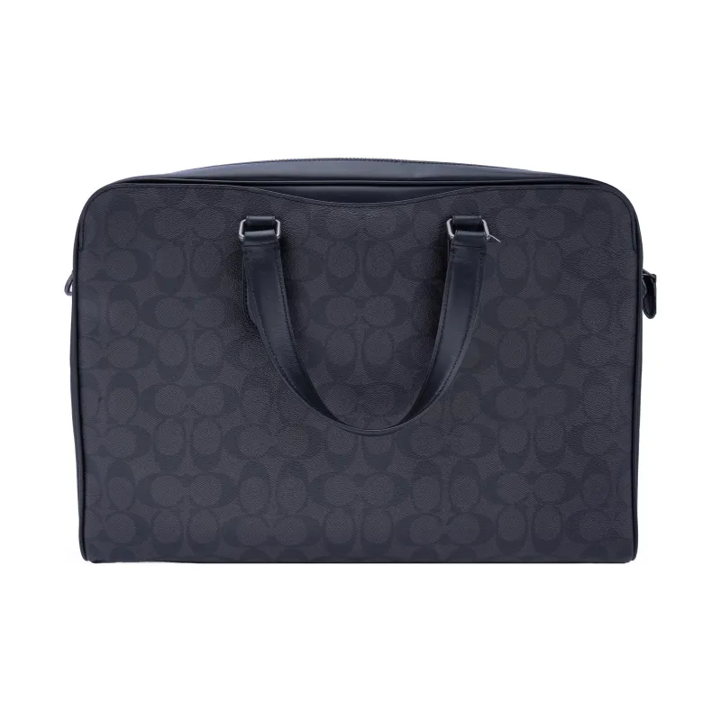 COACH Graham Calfskin Portable One Shoulder Crossbody Briefcases Large Size Men's Black-2