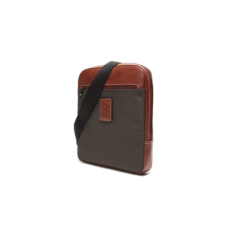 LONGCHAMP Boxford Fabric With Leather Messenger Bag Crossbody Bag Shoulder Bag Men's Brown-1