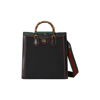 GUCCI Diana Canvas With Leather Tote Bag Shopping Bag Shoulder Bag Crossbody Bag Handbag Large Size Men's Black