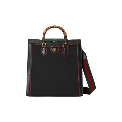 GUCCI Diana Canvas With Leather Tote Bag Shopping Bag Shoulder Bag Crossbody Bag Handbag Large Size Men's Black