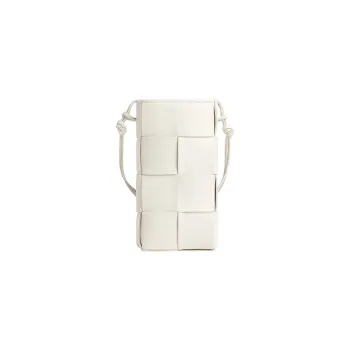 Bottega Veneta CASSETTE Cow Leather One Shoulder Crossbody Cell Phone Pouch Women's Chalk White