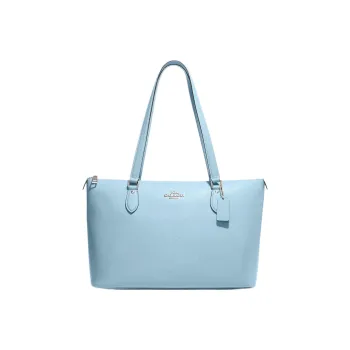 COACH Gallery Cross-Stitch Leather Tote Bag Shopping Bag Shoulder Bag Handbag Large Size Women's Light Blue