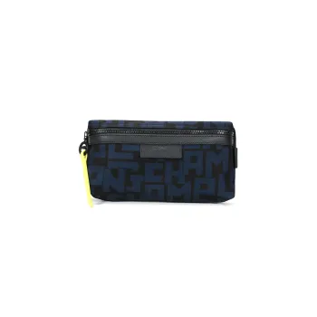 LONGCHAMP Le Pliage Fabric Makeup Bag, Clutch Women's Black Marine Blue