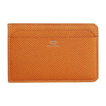 HERMES Epsom Calfskin Card Holder Unisex I9 Abricot Apricot