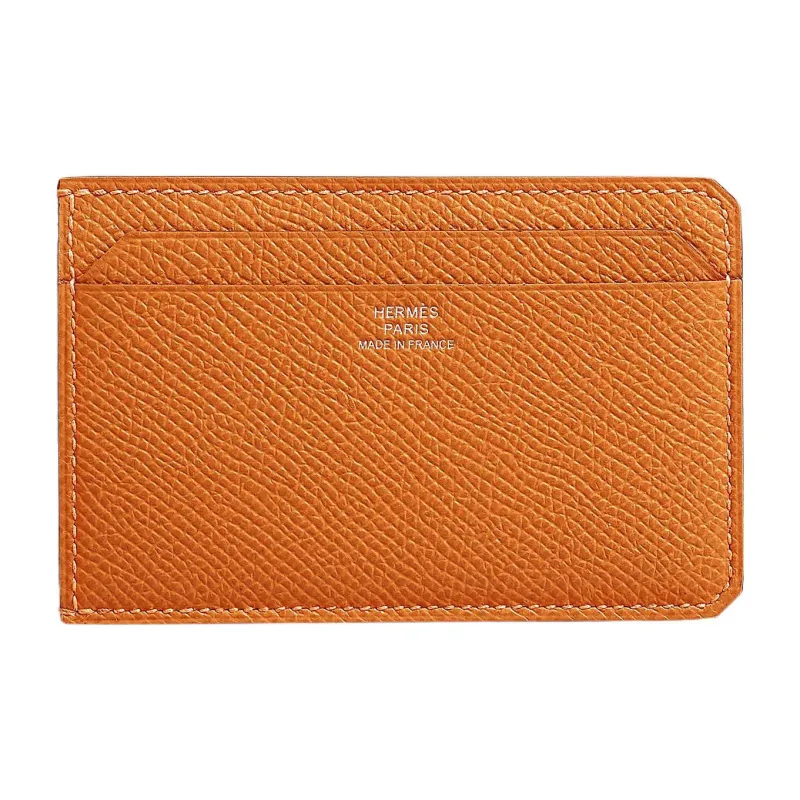 HERMES Epsom Calfskin Card Holder Unisex I9 Abricot Apricot-0