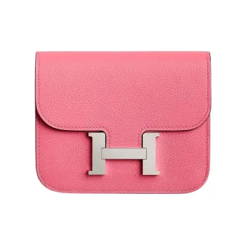 HERMES Evercolor Calfskin Wallets Card Holders Fanny Pack Women's 8W Rose Azalee New Lipstick Pink