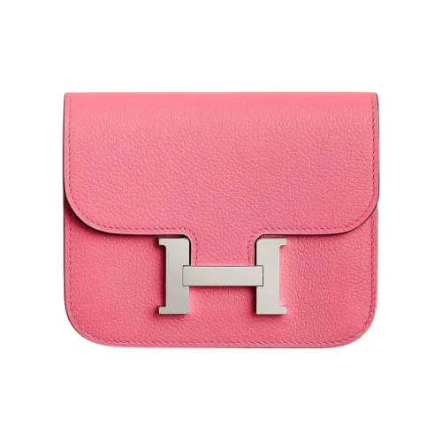 HERMES Evercolor Calfskin Wallets Card Holders Fanny Pack Women's 8W Rose Azalee New Lipstick Pink