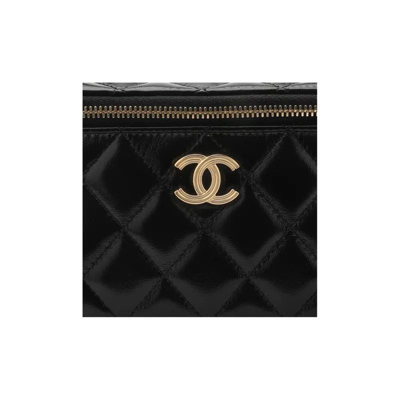 CHANEL Sheepskin Portable One Shoulder Crossbody Clutch Women's Black-5
