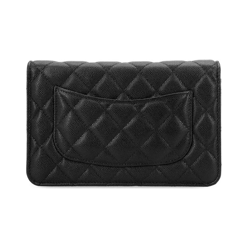 CHANEL Embossed Grain Cow Leather Woc Wallet On Chain Shoulder Bag, Crossbody Bag Mini Women's Black-2