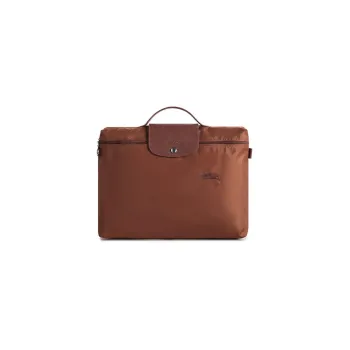 LONGCHAMP Le Pliage Green Recycled Canvas With Leather Trim Canvas Bag Handbag Briefcase Men's Brown