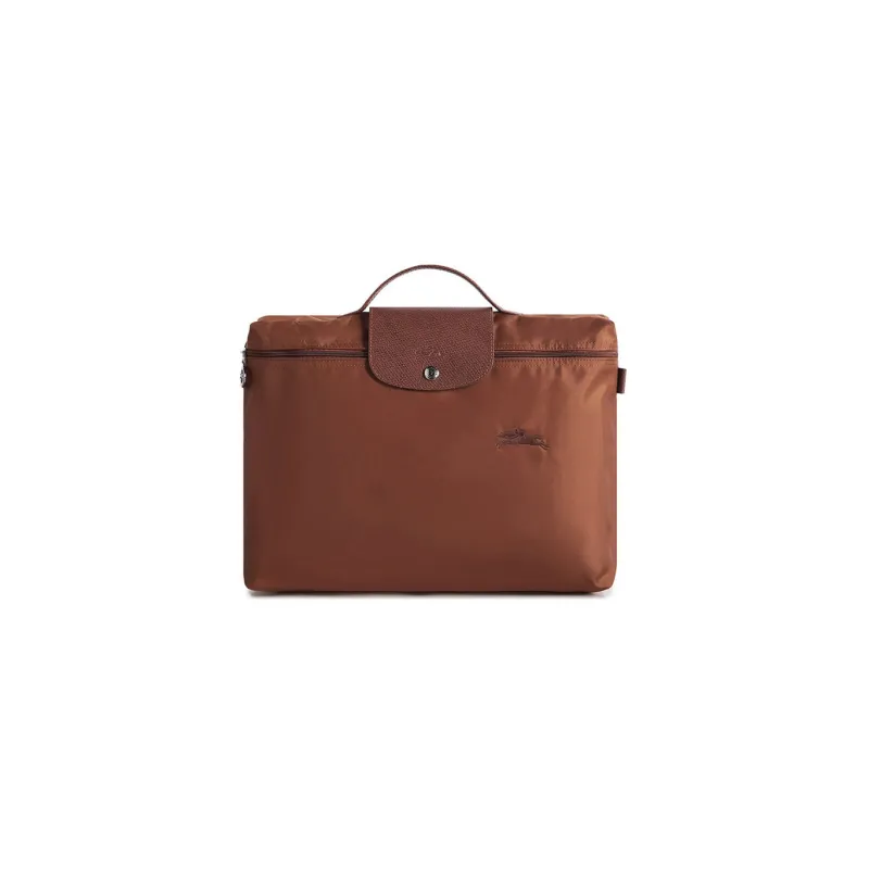 LONGCHAMP Le Pliage Green Recycled Canvas With Leather Trim Canvas Bag Handbag Briefcase Men's Brown-0