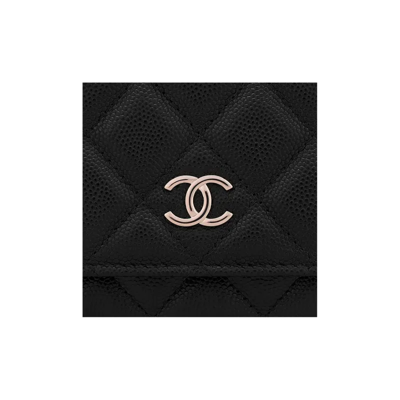CHANEL Embossed Grain Cow Leather Woc Wallet On Chain Shoulder Bag, Crossbody Bag Mini Women's Black-3
