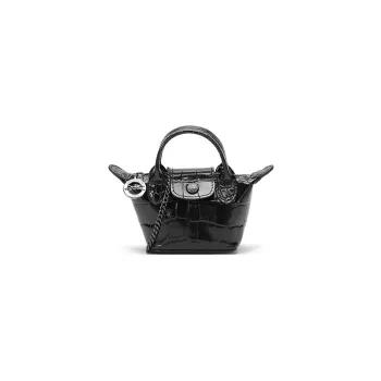 LONGCHAMP Le Pliage Cuir Cow Leather Portable One Shoulder Coin Purse Mini Women's Black