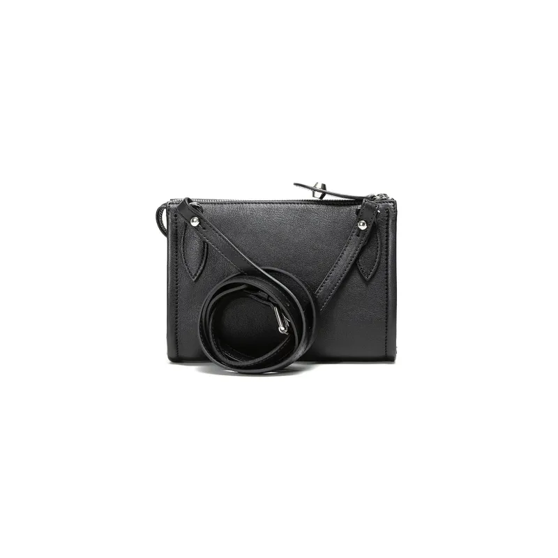 LONGCHAMP Le Pliage Leather Crossbody Bag Shoulder Bag Women's Black-3