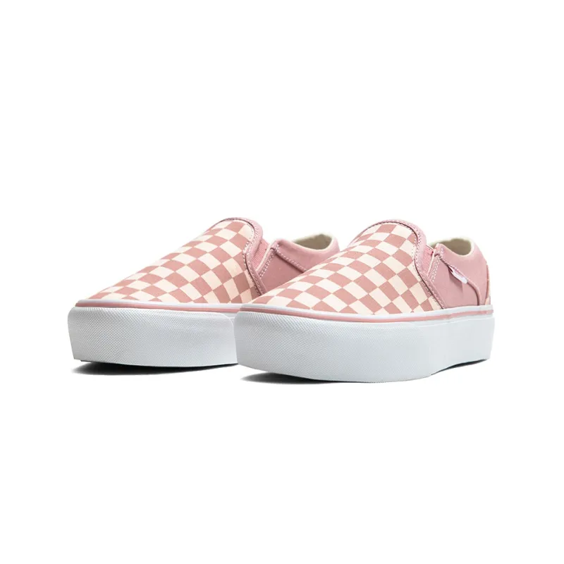 Vans Asher Platform Active Durable Breathable Low-Top Skateboard Shoes Women's Pink White Carpet Set-2