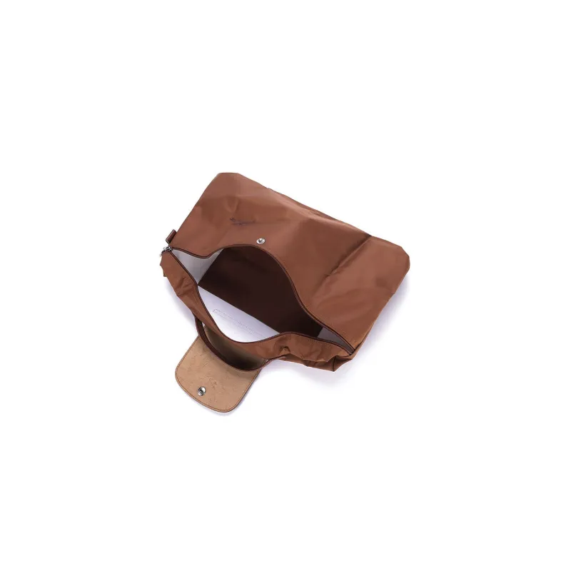LONGCHAMP Le Pliage Green Recycled Canvas With Leather Trim Canvas Bag Handbag Briefcase Men's Brown-5