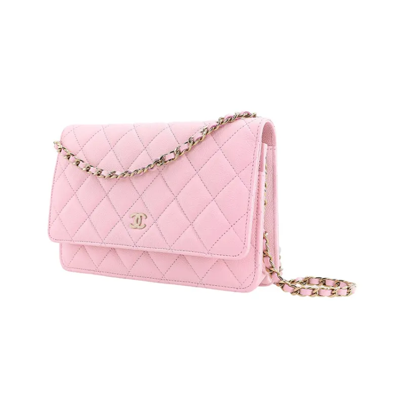 CHANEL WOC Grain Embossed Litchi Calfskin Flap Bag, Shoulder Bag, Crossbody Bag Women's Pink-1