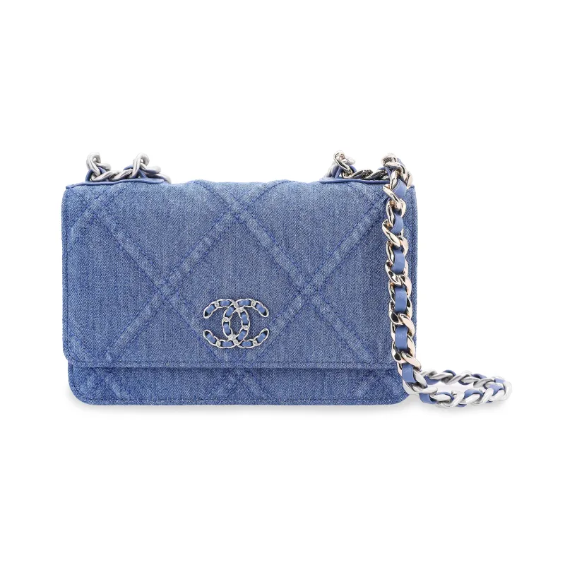 CHANEL 19BagWOC Denim Chain Bag, Shoulder Bag, Crossbody Bag, Wallet Women's Light Blue-1