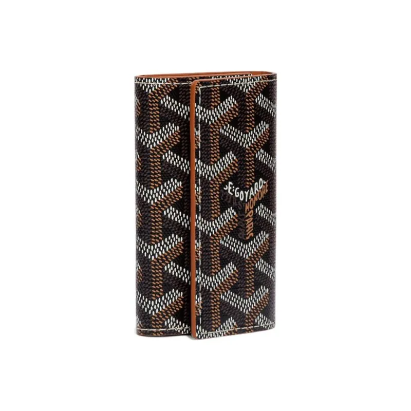 GOYARD SAINT-MICHEL Canvas With Leather Key Pouch Unisex Brown-0