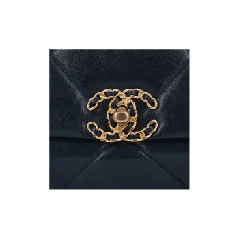 CHANEL 19Bag Sheepskin Mouth Cover Bag Crossbody Bag Small Size Women's Marine Blue