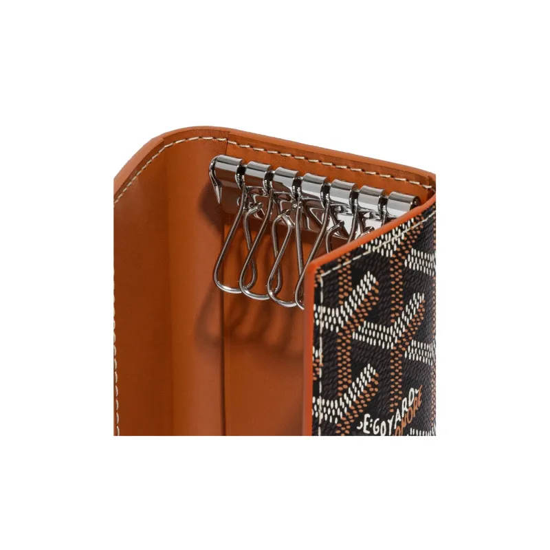 GOYARD SAINT-MICHEL Canvas With Leather Key Pouch Unisex Brown-1
