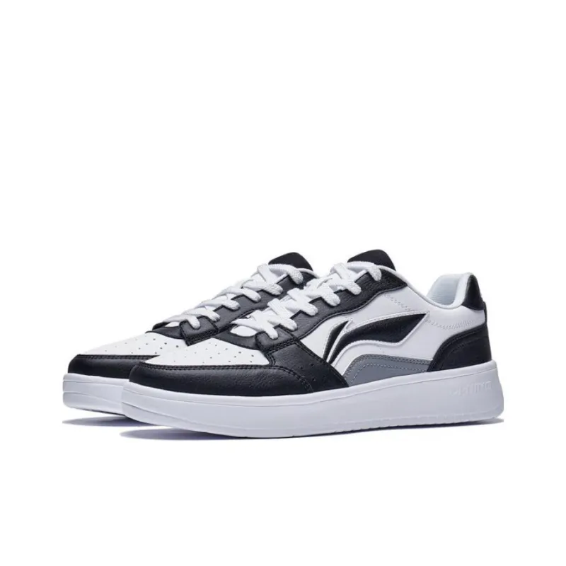 LiNing Acer Truncatum Slip Resistant Cushioning Wear Resistant Low Top Skateboard Shoes Men's White Black-2