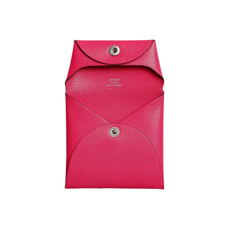 HERMES Bastia Chamkila Goat Skin Coin Purses Wallets Women's I6 Rose Extreme Extreme Pink-1