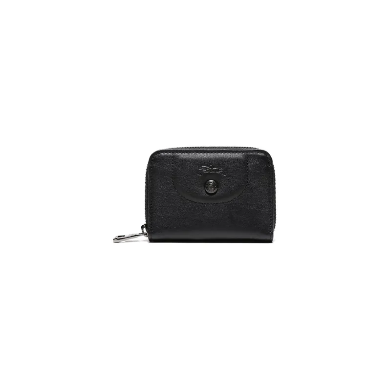 LONGCHAMP Le Pliage Cuir Sheepskin Card Clip Card Holder Women's Black-0