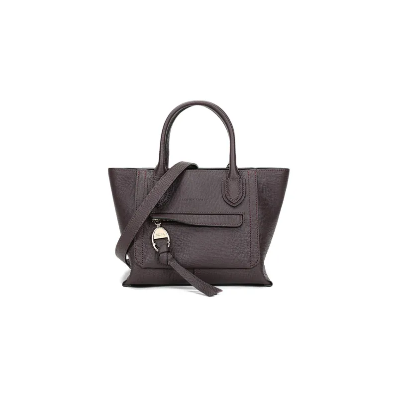 LONGCHAMP Mailbo Cow Leather Shoulder Bag, Crossbody Bag, Handbag Trumpets Women's Eggplant Purple-0