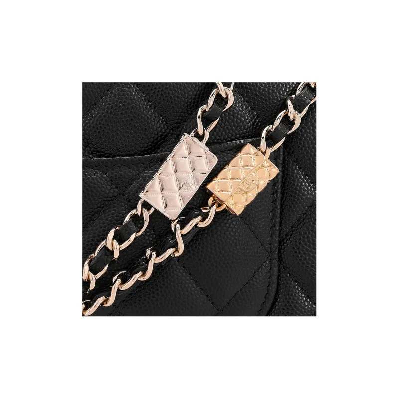 CHANEL Embossed Grain Cow Leather Woc Wallet On Chain Shoulder Bag, Crossbody Bag Mini Women's Black-4