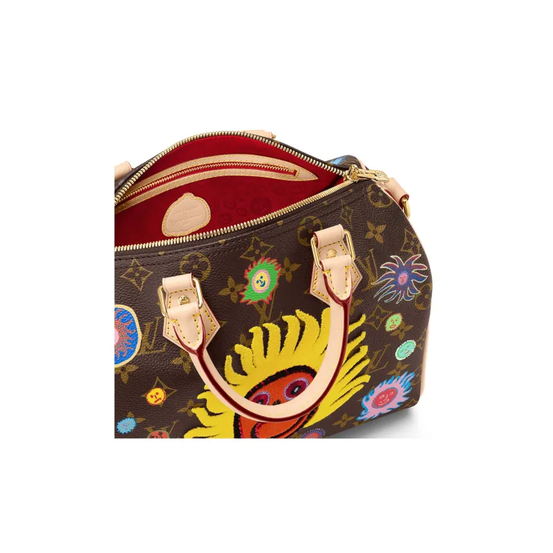 LOUIS VUITTON Lv X Yk Speedy Bandouliere 25 Face Print And Embroidery-4