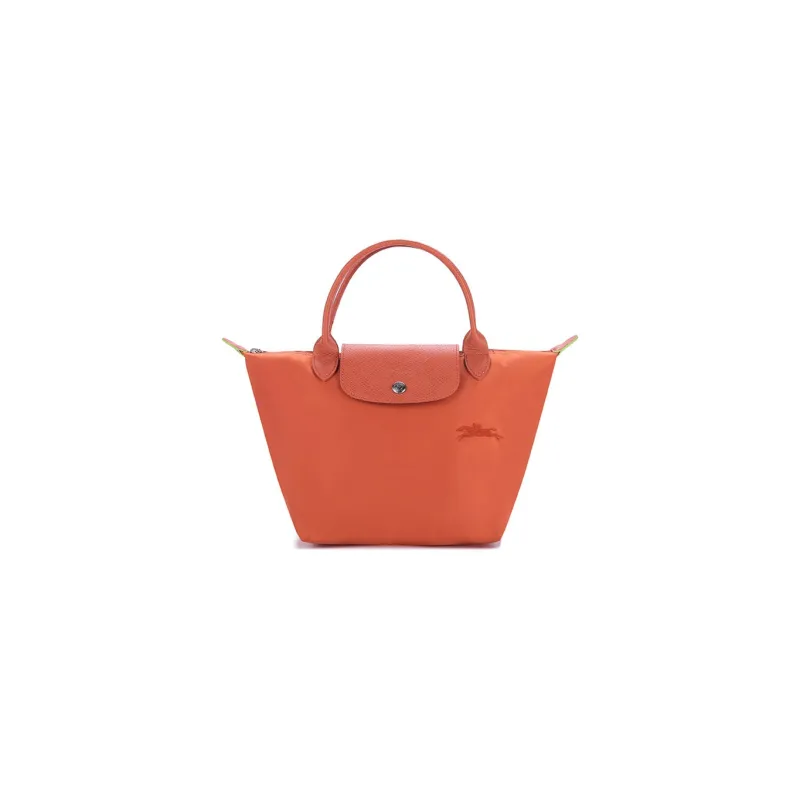 LONGCHAMP Le Pliage Green Cow Leather Trim Dumpling Bag Handbags Small Size Women's Orange-0