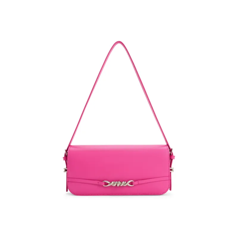 CHARLES&KEITH Polyurethane Small CK Bag Small Square Bag Shoulder Bag Women's Cream Milk White/Navy Blue/Fuchsia-6