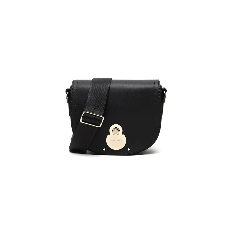 LONGCHAMP Le Pliage Cow Leather Messenger Bag Crossbody Bag Shoulder Bag Women's Black-0
