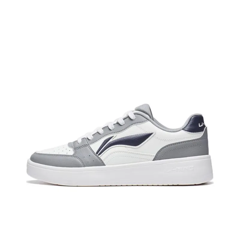 LiNing Acer Truncatum Non-slip Wear-resistant Shock Absorption Low-Top Skateboard Shoes Men's White Gray-0
