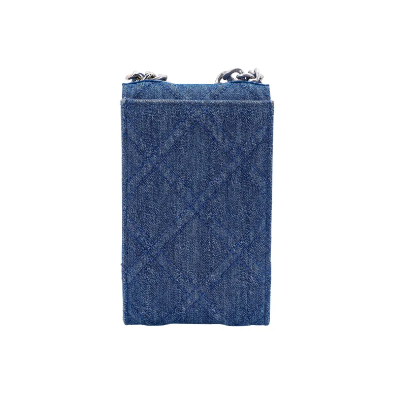 CHANEL Denim Shoulder Bag, Crossbody Bag With Cell Phone Pouch Regular Women's Blue-2