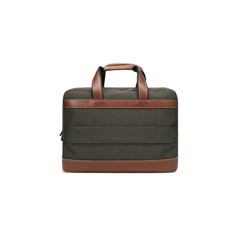 LONGCHAMP Boxford Fabric With Leather Shoulder Bag, Handbag Large Size Men's Army Green Brown-3