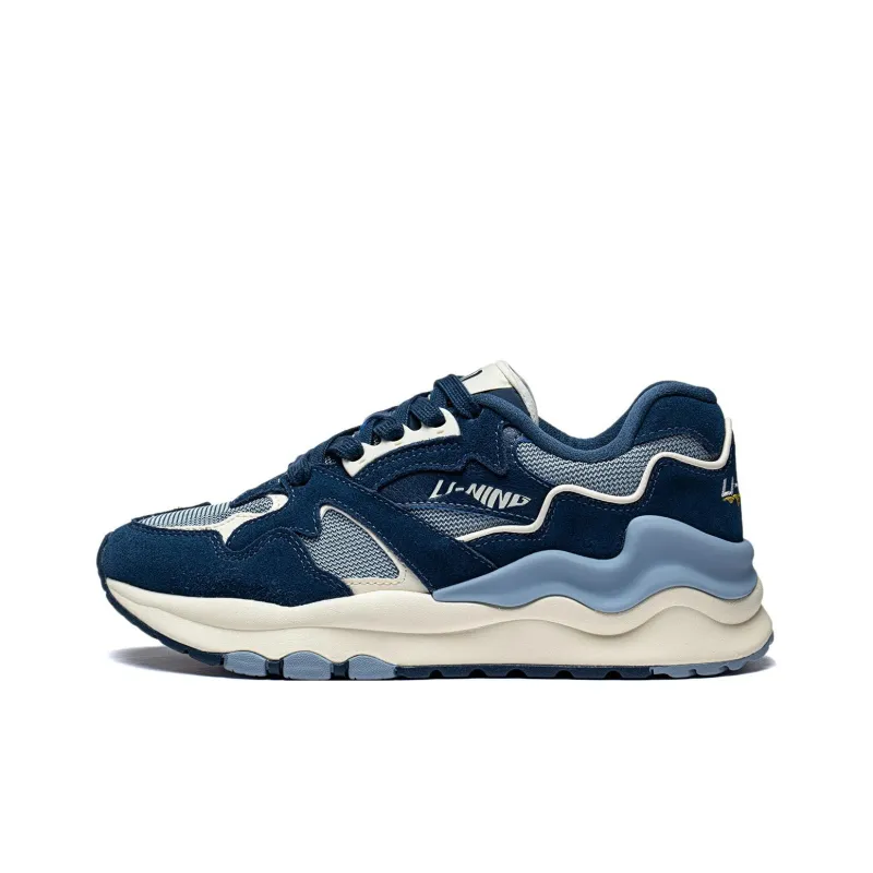 LiNing 001 Mountains And Seas Anti Slip Wear Resistant Low Top Sports Casual Shoes Women's Soft Gray Blue-0