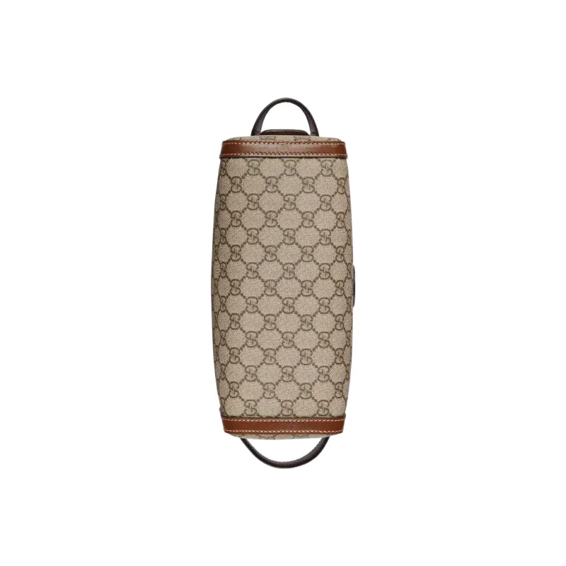 GUCCI Canvas With Leather Binding Clutch Toiletry Bag Men's Beige/Ebony-6