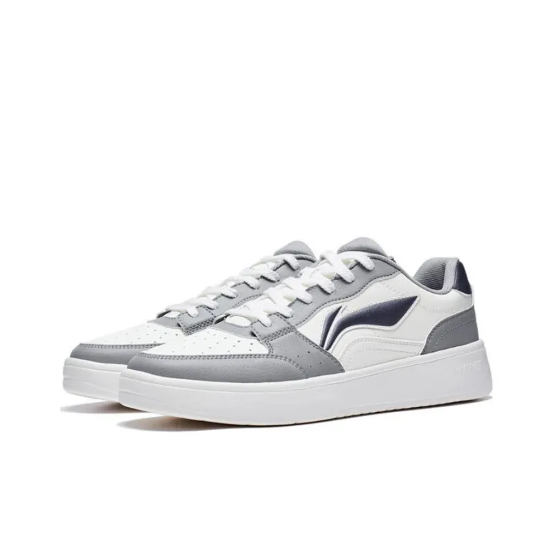 LiNing Acer Truncatum Non-slip Wear-resistant Shock Absorption Low-Top Skateboard Shoes Men's White Gray-2