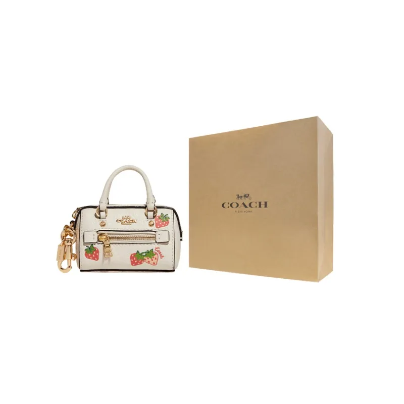 COACH Refined Pebble Leather Bag Accessory Mini Women's White-2