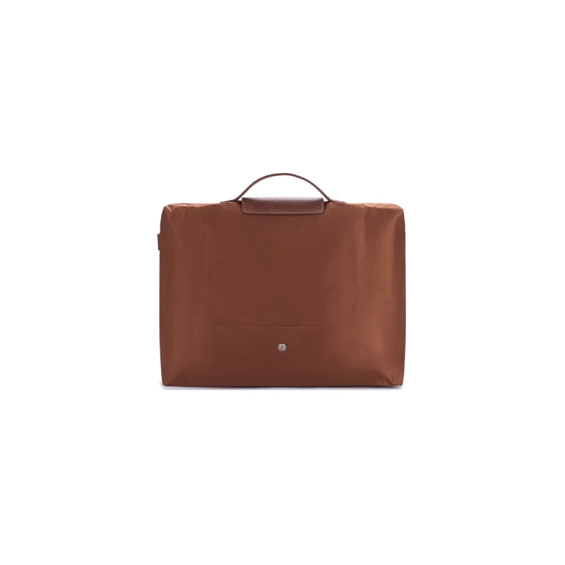 LONGCHAMP Le Pliage Green Recycled Canvas With Leather Trim Canvas Bag Handbag Briefcase Men's Brown-3